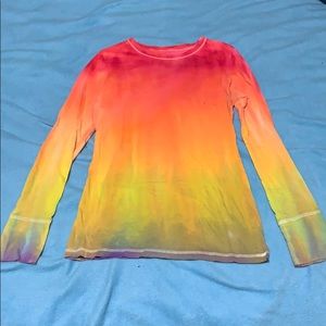 Rainbow ombré tie dye long sleeve tee